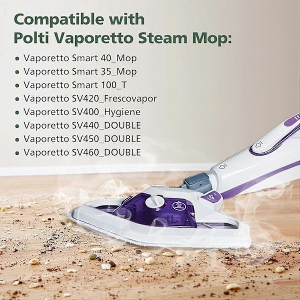 8 Pakk Vaskbare Erstatningsmopper for POLTI Kit Vaporetto Smart 40 Smart 35 Børste (FMY)