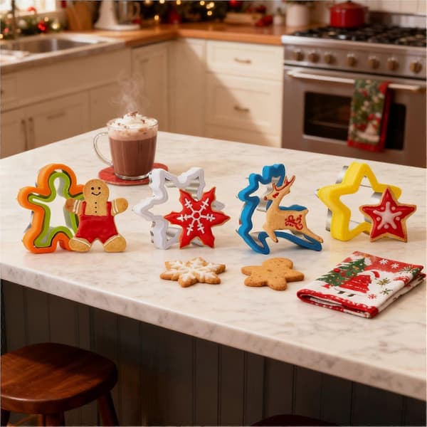 Cookie Cutter 8 Stykker Bageforme Rustfrit Stål Snefnug Træ Peberkage Hjort Julemand Kageudstikker Til Cookie Kage (FMY)