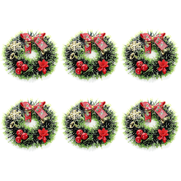 6 st julgransringar, små ljuskransar konstgjorda bär snöiga tallnålar ljuskransar för bröllopscenterpiece jul (FMY) Green 12cm