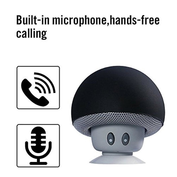 Bærbar Bluetooth-høyttaler, sopphøyttaler, bluetooth V2.1 med sugekopp (svart) (FMY)