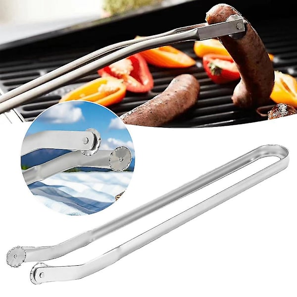 BBQ-pølsetang med langt håndtak, multifunksjonell, robust grilltang for utendørs matlaging (FMY) 1 pcs