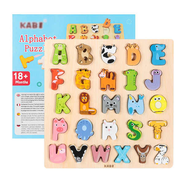 Alfabet Pussel Toddler Lärande Matchande Djur Bokstavsspel Förskolebokstavskort Pedagogiska leksaker med För Bildkort (FMY)