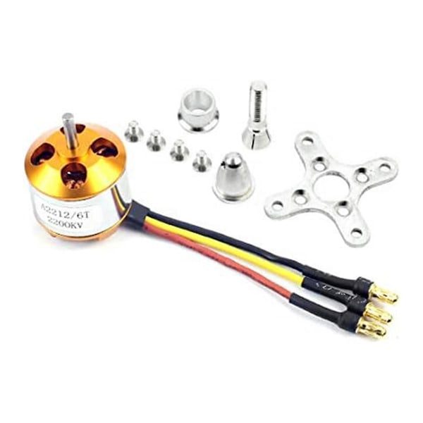 2-pack 2212 1400Kv/2200Kv Borstlösa Outrunner-motorer med fäste 10T/6T+30A ESC för RC-flygplan Quadco  (FMY) As Shown