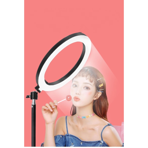 36cm LED Selfie Ring Light Dæmpbar Ringlampe Foto Video Kamera Lys Med Stativ (FMY)