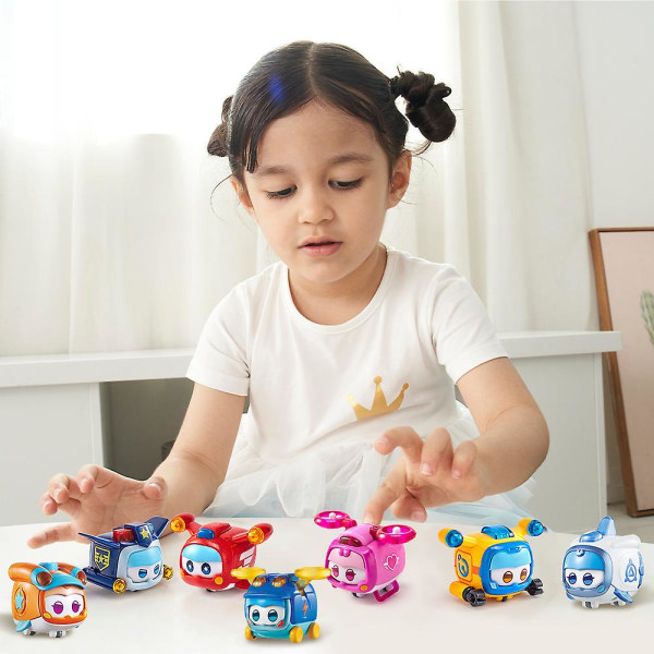 Super Wings Mini Super Pets Jett Med Lys Trykknapp For Endring Av Følelser Actionfigurer Stablebare Leker Til Barn Gaver  (FMY) Super Pet Jett