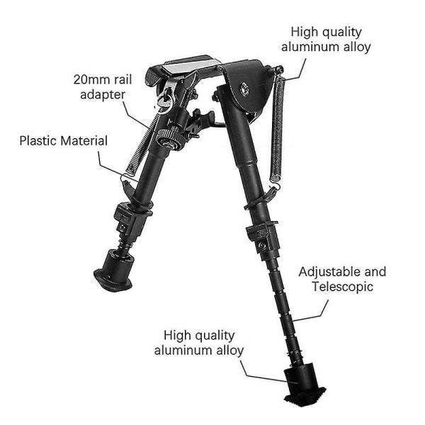 Airsoft Rifle Bipod 6~9 tums teleskopstativställ passar 20 mm Picatinny Rail (FMY)