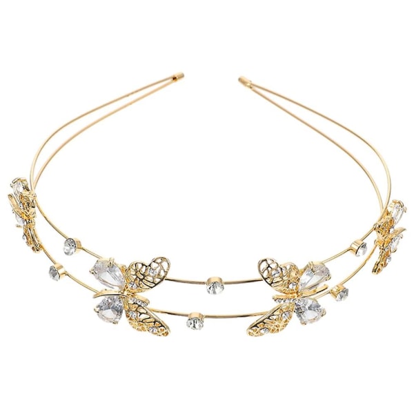 Brud Bröllop Pannband, Rhinestone Crystal Ornament Fjärilar Flickor Crown Tiara For Honor ( Golden ),wz-1503 (FMY)