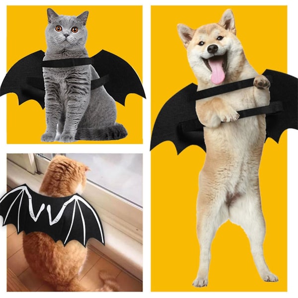 Kæledyrsflagermusvinge til halloweenfestpynt til katteflagermus kostume med natlysende skeletpåklædningstilbehør S/for (FMY)