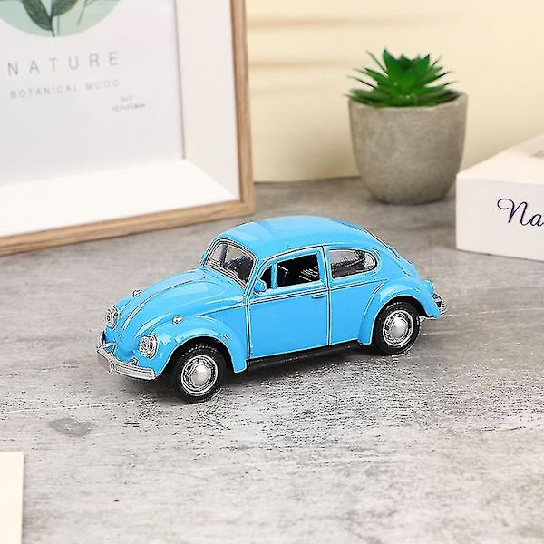 Retro Beetle Diecast Pull Back Bilmodell Leksak För Barn Present Dekor Figurer (FMY) Blue