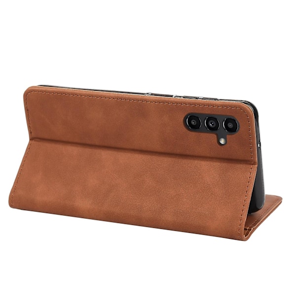 For Samsung Galaxy A15 5G Etui Flip Stand Læder Skin-touch Telefon Cover - Rød  (FMY) Brown Samsung Galaxy A15 5G