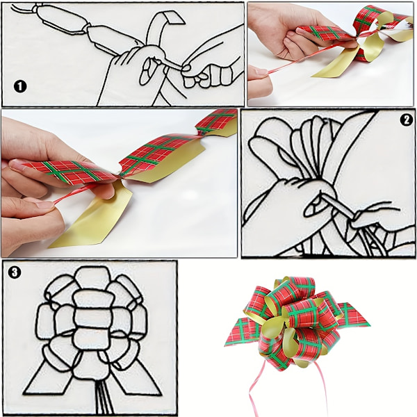 12 stk., 5 tommer Vibrerende Trækbuer - Nem Gaveindpakningsløsning med Bånd til Jul, Bryllup, Fødselsdag, Feriedekoration, Gaveindpakning (FMY) 12pcs