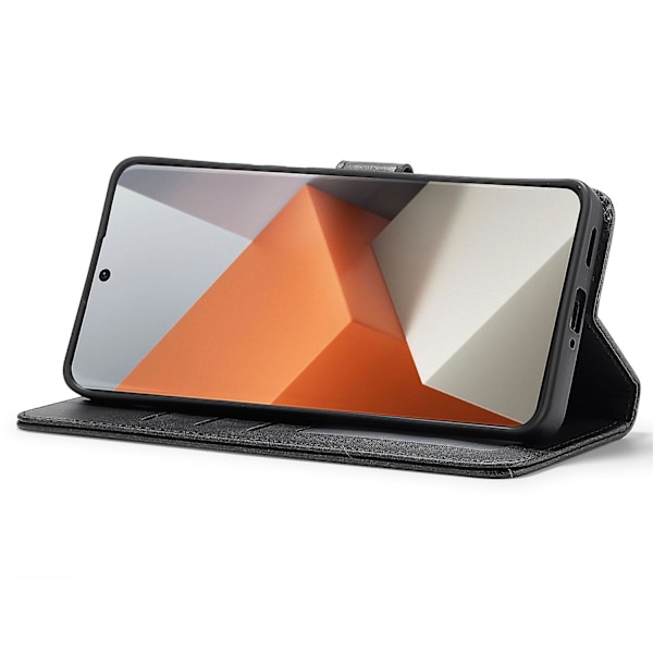 LC.IMEEKE Fodral för Xiaomi Redmi Note 13 Pro+ 5G i kalvläderstruktur, plånboksfodral med flippskydd (FMY) Black