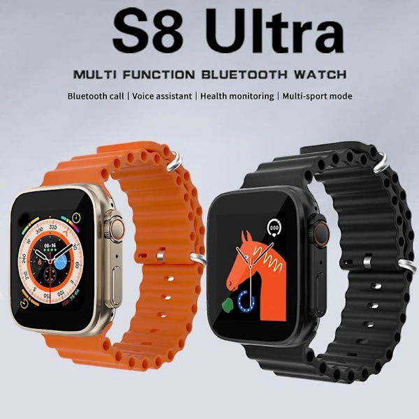 S8 Ultra Series 8 älykello 1,44 tuuman HD-näyttö Miehet Naiset Bluetooth-puhelut GPS (FMY) black