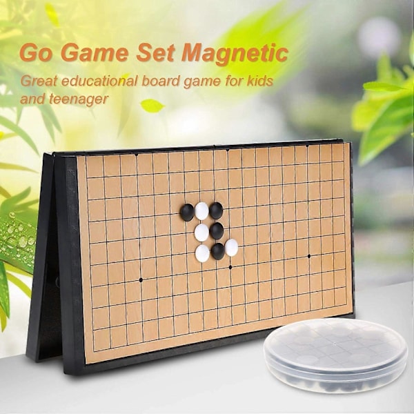 Go Spil Sæt Go Spillebræt Weiqi Sæt Bærbart Foldbart Go Bræt og Sten Brætspil med Magnetiske Plastiksten Teenager til Børn (FMY)