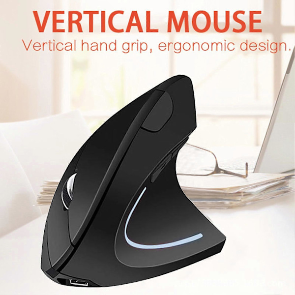 USB-mus Vertikal Ergonomisk Trådløs PC-mus for Høyrehendte 1600dpi 2.4ghz Oppladbar (FMY) Red