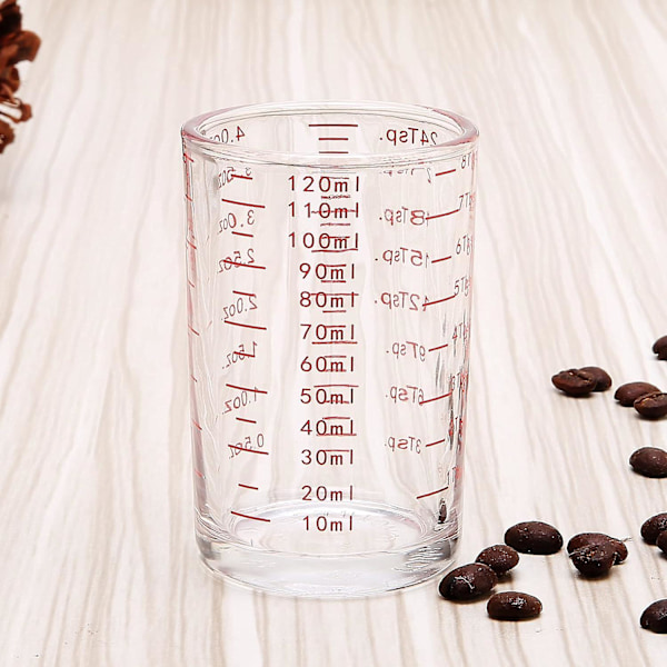 Mätkopp Shot Glas 4 Ounce/120ML Flytande Tungt Högt Espressoglas Kopp Röd Linje (2, Röd)  (FMY)