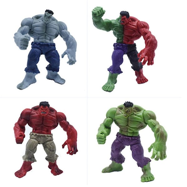 4 stk/sett Superhelt Hulk Figur Leke Multifarget Hulk Actionfigurer Samleobjekt Modellleker Barn Gutter Gaver (FMY)