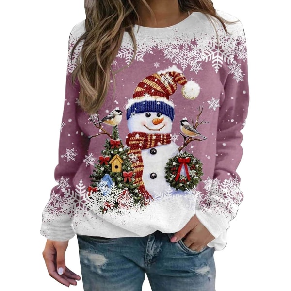 Julegensere med grafisk trykk for kvinner Oversized Xmas Pullover Jumper (FMY)