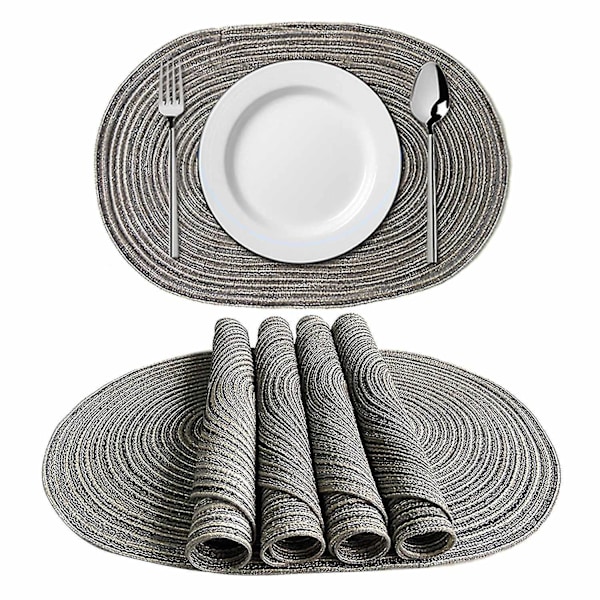 Oval Dukar Tvättbara Dukar För Köksbord, 50 x 35 cm (grön, brun, grå, gul) (FMY) gray