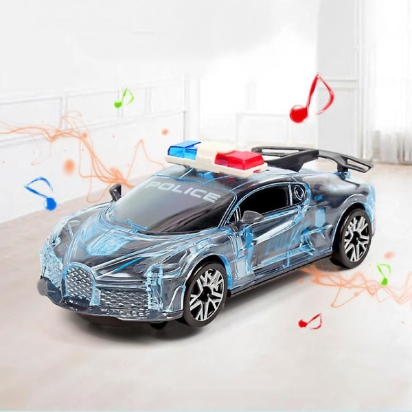 (kaksi kappaletta) Electric Universal Music Car Glowing, Toy Gift Inertia Sports Car (Universal Police Car-lighting Music-Blue) (FMY)