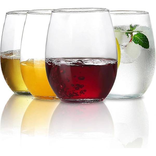 Stemlösa Vinglas, Klart Dricksglas, Set om 4, Sommardrycker, Vinglasset, Perfekt Present, Okrossbart Glas, Partyglas (FMY)