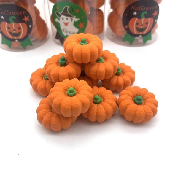 Pumpkin Erasers Bulk Autumn Mini Pumpkin Erasers, 3D Kids Halloween Student Party Favors Classroom (FMY)