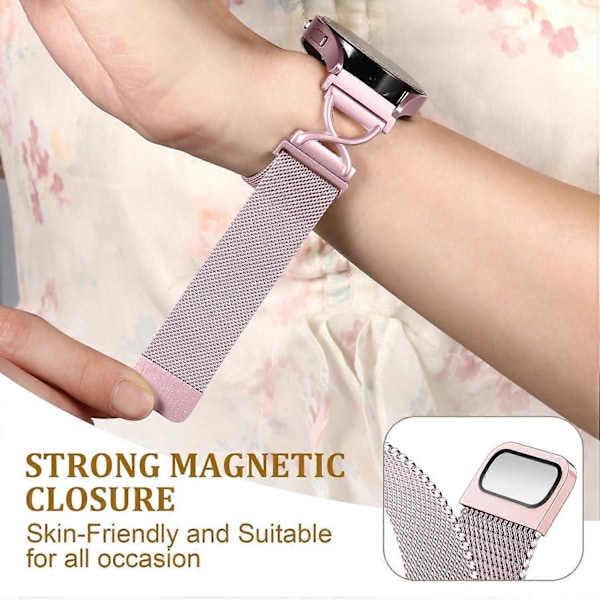 För Garmin vivomove Trend Venu Sq 2 Milanese Armband Elektropläterat Rostfritt Stål Magnetiskt Klockarmband (FMY) Multicolor Rose Pink