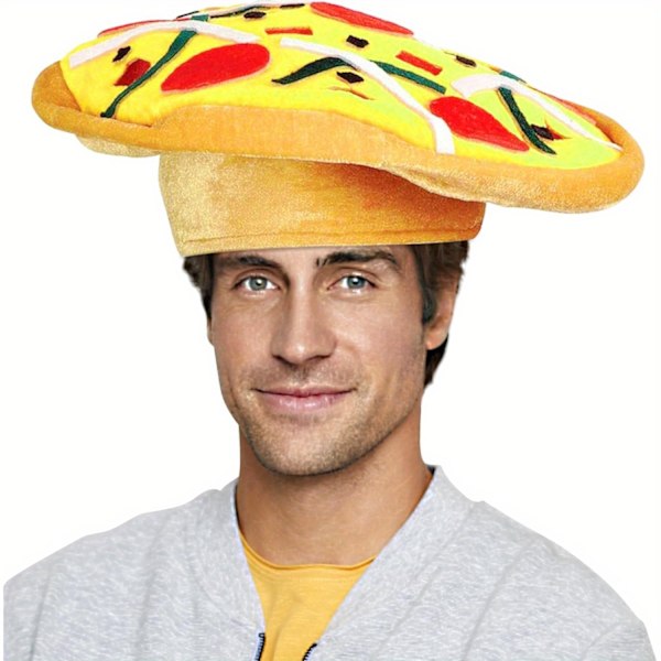 Rolig Pizzahatt för Vuxna - Perfekt för Halloween & Julpartyn, One Size Fits Most, Hållbar Poly-Bomullsblend (FMY) Pizza Hat-1pcs