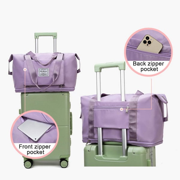 Vanntett Tote Bag med Multi-lommer - Perfekt for Reise, Strand, Treningssenter og Mer!  (FMY) Purple