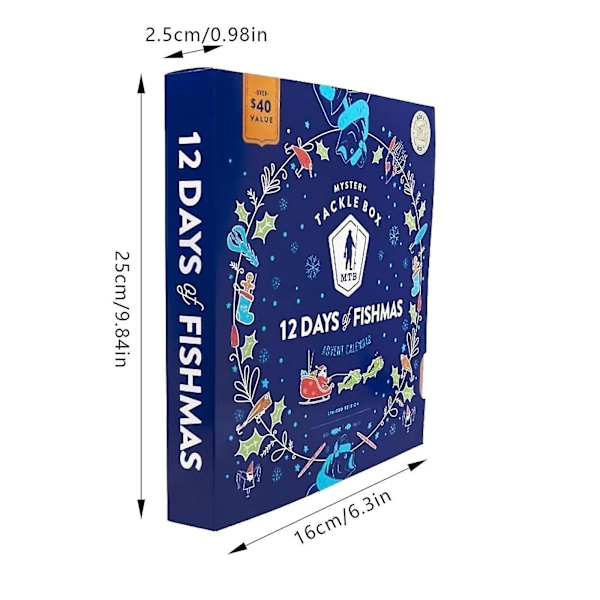 Adventskalender Fiske Jule Nedtælling 2023 Juleoverraskelse Gave 12 Dages Fiske Lokker Sæt Fiske Madding Julekalender Fiskegrej Adventskalender (FMY) blue and white