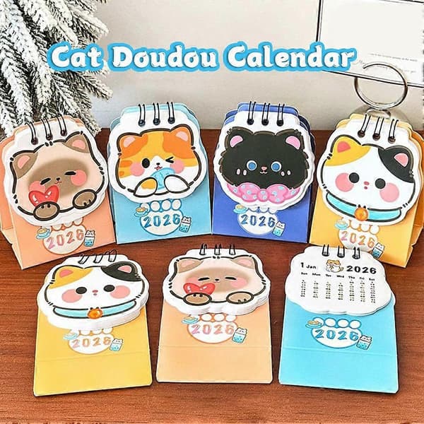 Skrivbordskalender 2026 Tecknad Katt (FMY) A 2pcs