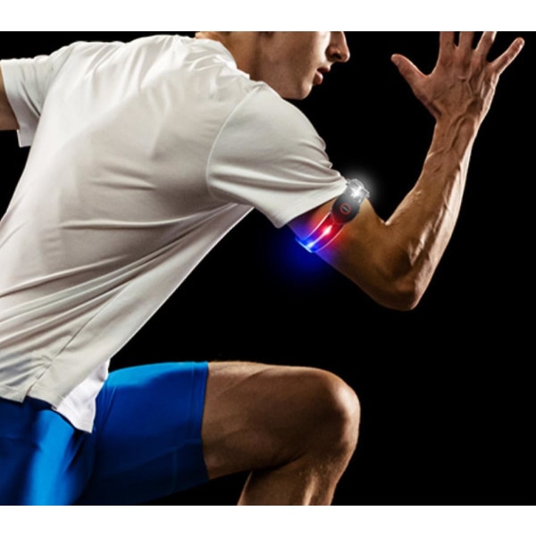 Juoksuvalo juoksijoille Ladattava Led-käsivarsinauha Heijastava juoksuvaruste, Led Light Up -nauha lenkkeilijöille Pyöräilijöille Kävelijöiden (musta) (FMY)
