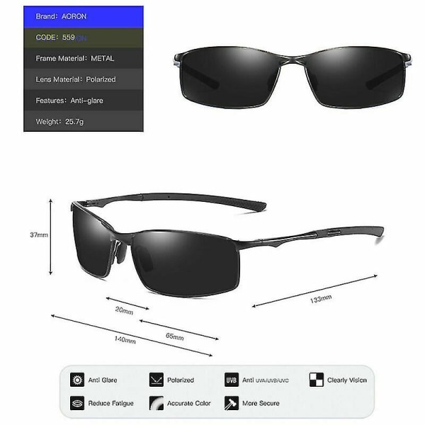 Photochromic Polarized Solbriller Uv400 Pilot Sport Driving Eyewear for menn (FMY)