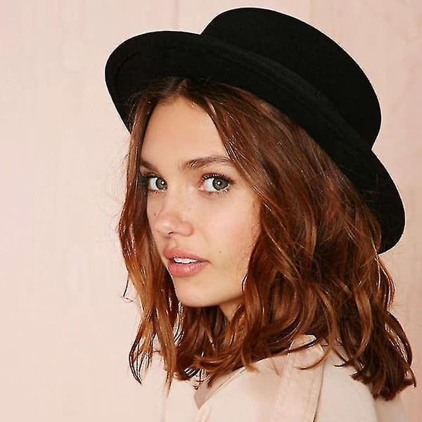 Hatte Uld Boater Flat Top Hat Kaffe (FMY)