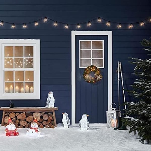Julepingvin Akryl Lysende Utendørs Figur Hage Jordlampe Dekor (FMY) Small left face
