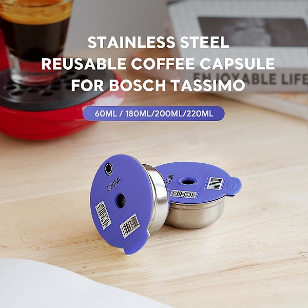 60ML/180ML/200ML Genanvendelig Kaffe Kapsel Kropskop Låg Filterboks til Tassimo (FMY) 200ml + Spoon Brush