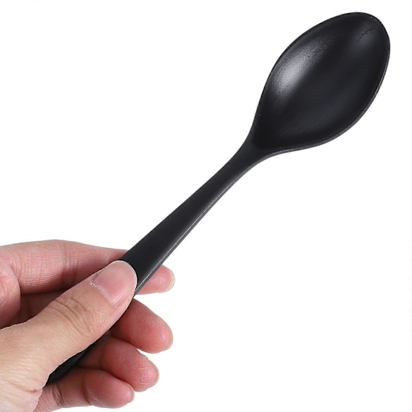 6 KPL A5 Melamiini Litteä Ruokailuväline Musta Jäljitelmä Posliini Keittolusikka Kestävät Astiat Kotiin (7016) (FMY) Black 18.00X3.70X2.00CM