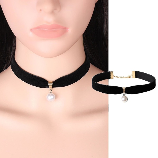 Fashion Black Velvet Punk Choker Collar Halsband Goth Choker Necklace Smycken (FMY)