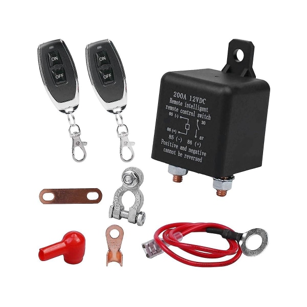 Fjernbatteri-frakoblingsbryter, trådløs fjernkontrollbatteri-frakoblingsbryter, 12v 200a Dual  (FMY) Black