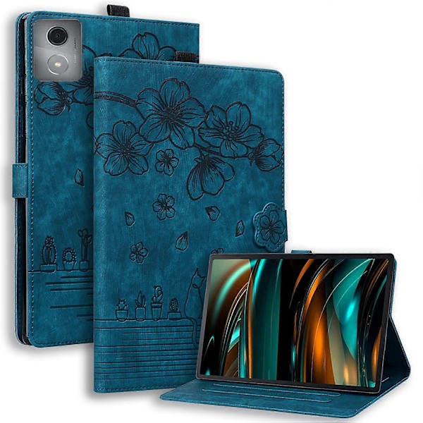 Til Lenovo Tab M11 Plus/ Tab K11 Plus Etui Læder Stand Tablet Cover Blomst Kat Kort Slots (FMY) Sapphire
