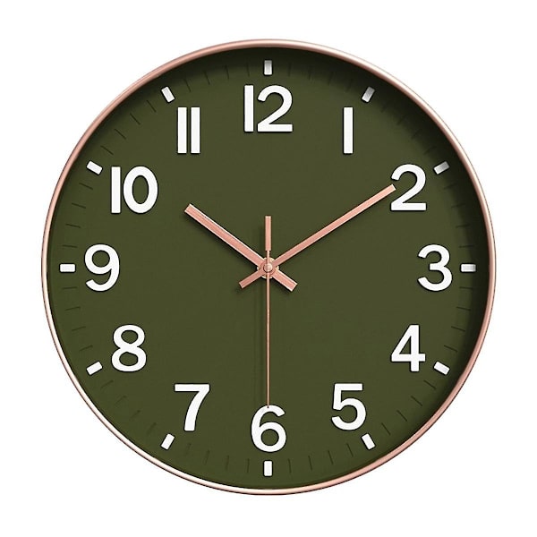 Tyst Modern Väggklocka, 3D-Siffror Väggklocka För Kök Sovrum Vardagsrum Kontor Klassrum Dekoration 8  (FMY) Dark Green