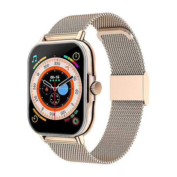 Samtal Smart Klocka Encoder Hd Röstassistent Blodtryck Puls Armband (FMY) Gold steel silicone