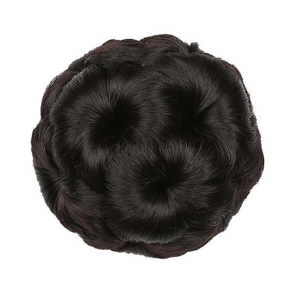 Faux syntetiskt hår bulle förlängning elastisk vågig bröllop donut chignon hårbit Qinhai  (FMY) Wine Red
