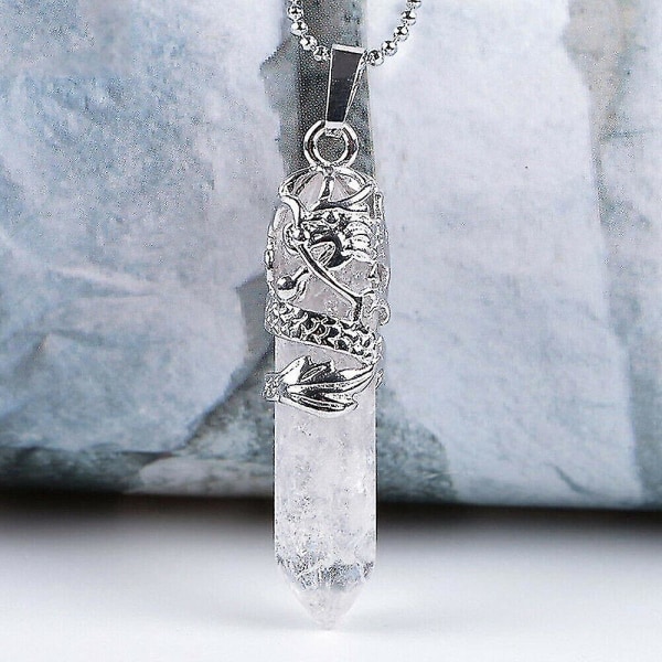 Hexagonal Natural Crystal Quartz Amethyst Healing Gemstone Pendant Necklace  (FMY)