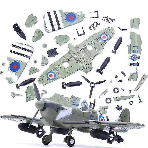 Spitfire Mørkegrøn 4d Diy Jager Samle Blokke Bygning Militærfly (FMY)