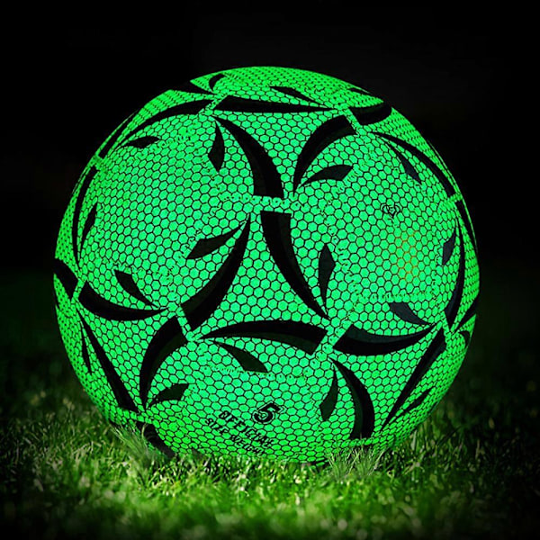Reflekterende Fodbold, Lysende Fodbold, Glødende Fodbold Størrelse 4/5 Standard Træningsfodbold, Gløder i Mørket ved Lysreflektion (FMY) Size 4
