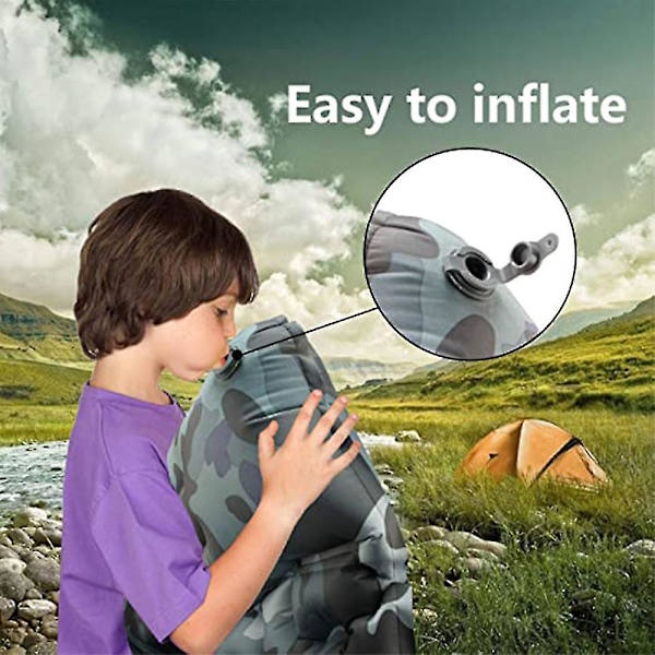 Ultralight-makuupussi sisäänrakennetulla tyynyllä, ilmatäytteinen retkeilypatja retkeilyyn, matkustamiseen ja vaellukseen, kompakti ja kannettava leirimatto