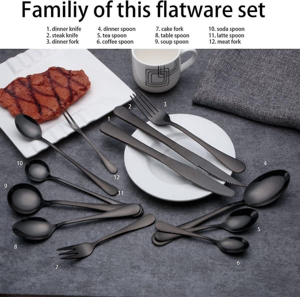 Titanium Sort Guldbelagt Rustfrit Stål Kaffeske - 6 Pak  (FMY)