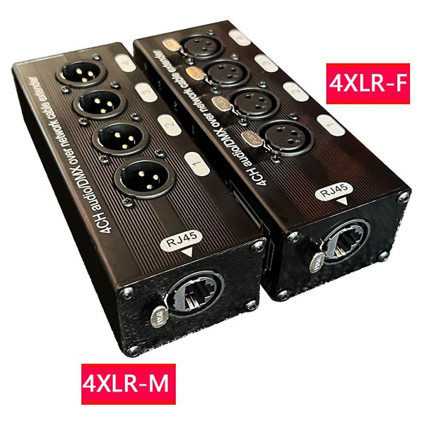 1 stk 4-kanals 3-pin XLR lyd og DMX over nettverkskabel forlenger, DMX512 nettverkssignal forlenger, hann (FMY)