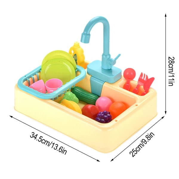 19-delt kjøkkenvaskleker med rennende vann - pedagogiske gaver til jenter og gutter - mxbc (FMY) Yellow